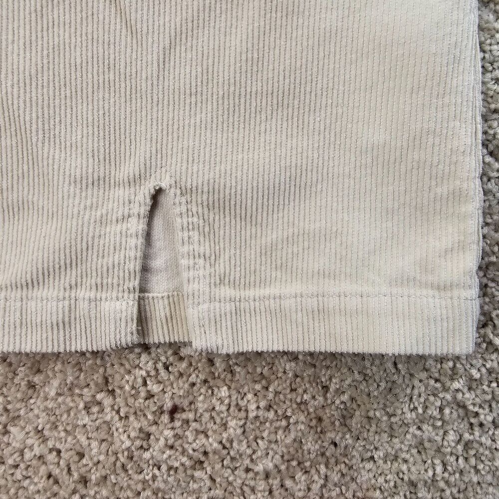 Khaki & Blue Cream Corduroy Mini Dress XS Square Neck A-Line Y2K Cottagecore - Picture 6 of 14